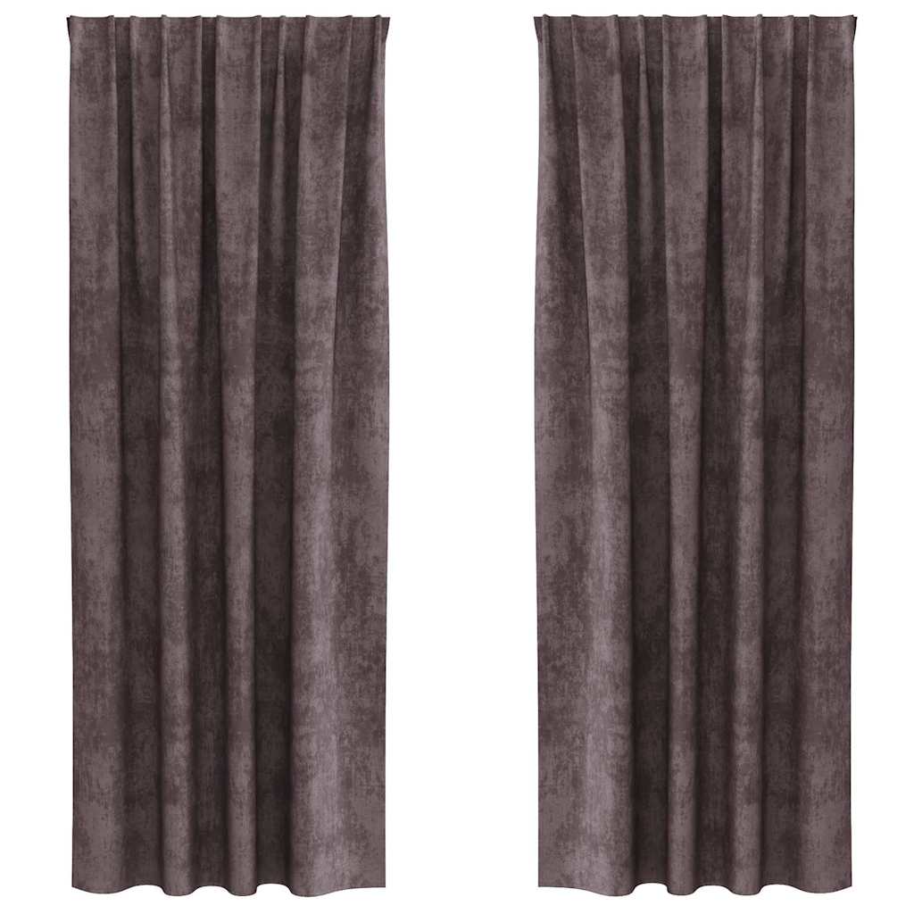 Curtain with Curtains 2 pcs Brown 245 x 140 cm Velvet